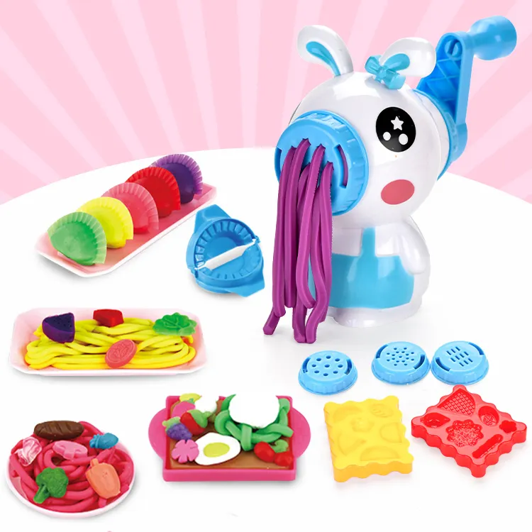 Machine à nouilles de lapin créative, ensemble de jouets, pâte à modeler douce, argile colorée pour bricolage