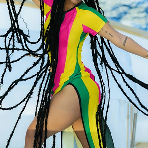 Ladies Sexy <strong>Net</strong> Party Women'<strong>s</strong> Mesh Hole Long Summer Mesh Printed Dress New 2024 for Nightclub - Product Image 1