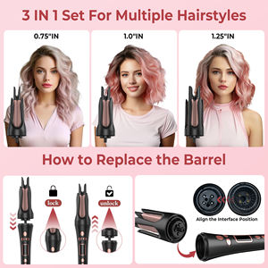 Rodillo rizado multifuncional, <span class=keywords><strong>cepillo</strong></span> redondo, <span class=keywords><strong>rizador</strong></span> <span class=keywords><strong>de</strong></span> pelo intercambiable, <span class=keywords><strong>rizador</strong></span> <span class=keywords><strong>de</strong></span> pelo eléctrico giratorio automático, juego <span class=keywords><strong>de</strong></span> plancha ondulada - Product Image 4