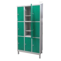 Armoire casier en acier 9 portes de haute qualité avec garde-robe en acier de jambes, armoire de garde-robe
