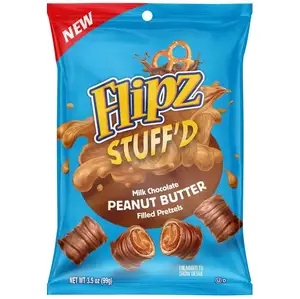 Flipz Stuff'D, sütlü çikolata fıstık ezmesi dolu Pretzels, 3.5 ons çanta