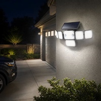 Lampe solaire murale à 6 têtes 366 LED avec double capteur de mouvement PIR et télécommande, IP44, pour extérieur
