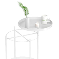 Chambre à coucher en métal à 2 niveaux pour l'intérieur et l'extérieur avec plateau amovible Petit canapé imperméable Tables basses pour salon Balcon Bureau