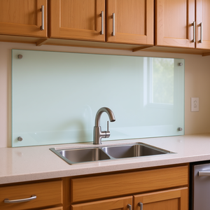 Revestimiento de Vidrio Templado para Cocina, 39.4x19.7 Pulgadas, Rectangular Blanco, Acabado Pulido, Diseño Minimalista, Vidrio Decorativo - Product Image 2