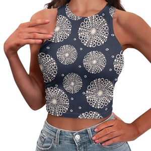 Gran Oferta personalizada Aloha Hawaiian Sea Urchin Prints Casual Elastic Women's Tight Navel-Baring Vest Without Borders Print on Demand - Product Image 5