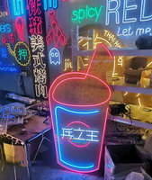 Panneau lumineux fluo personnalisé, avec lettres, pour restaurant