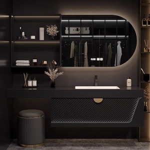Muebles de <span class=keywords><strong>baño</strong></span> modernos <span class=keywords><strong>con</strong></span> <span class=keywords><strong>espejo</strong></span> inteligente para tocador, <span class=keywords><strong>espejo</strong></span> de <span class=keywords><strong>baño</strong></span> Simple montado en Color personalizado <span class=keywords><strong>con</strong></span> luces Led, juego de tocador - Product Image 2