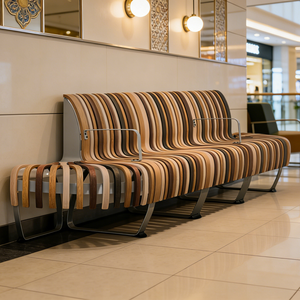 ML-WB067 Banc en bois personnalisable, mobilier pour espaces publics, pour hôpital, salon, hôtel, gare routière - Product Image 2