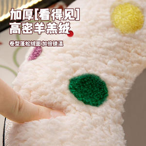 Housse de siège de toilette en laine d'agneau épaisse, coussin imperméable et chaud pour l'hiver, avec motif de points colorés, pour la salle de bain à domicile - Product Image 1