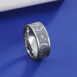 <b>Circle</b> Stainless Steel Engraving <b>Ring</b> 18k Gold Plated Stainless Steel Jewelry Round Chunky <b>Rings</b> - Product Image 4