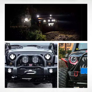 Carolyn Đèn <span class=keywords><strong>Led</strong></span> Sương Mù Lái Xe Phía Trước Vòng Halo DRL Tín Hiệu Rẽ 50W Đèn Làm Việc 7 Inch Đèn Pha <span class=keywords><strong>Led</strong></span> H4 Cho Đèn Pha Wrangler Jk - Product Image 6