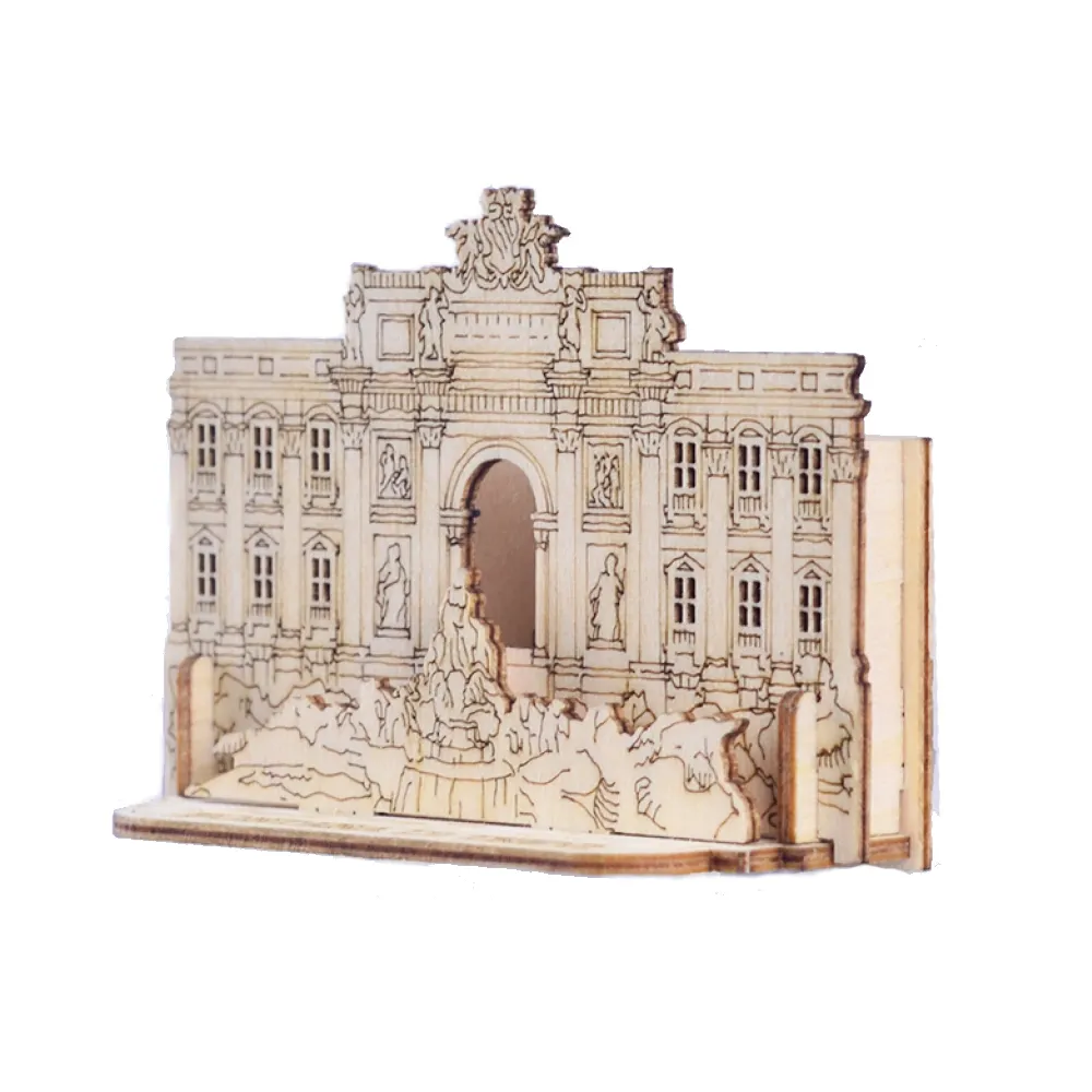 Aimant de réfrigérateur 3D en bois, en contreplaqué, personnalisé, bon marché, bricolage, cadeaux touristiques européens, Rome