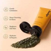 Gommage Visage Bio Éclaircissant Personnalisé à la Vitamine C et aux Algues Marines, Anti-rides, Exfoliant, Nettoyant en Profondeur à l'Argile Verte Française