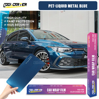 Film de protection de peinture automobile PET bleu métallisé liquide 1,52*18m, durable, anti-rayures, pour changement de couleur