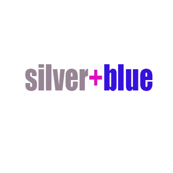 Silver with blue