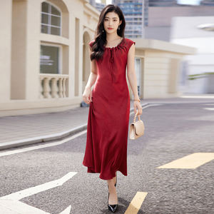 2025 été nouvelle mode Europe et les états-unis femmes mode Sexy sans manches couleur unie taille robe - Product Image 2