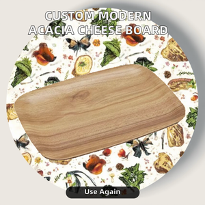 Planche à découper et à servir en bois d'acacia, style moderne personnalisé, fabriquée sur mesure, compatible lave-vaisselle, épaisseur 2,0 cm - Product Image 2