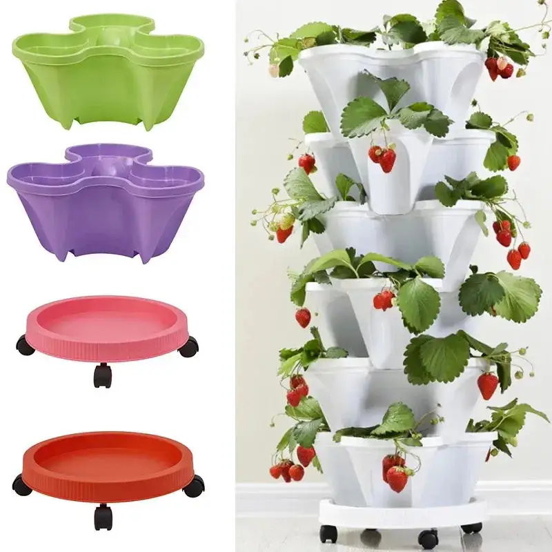 Hete Verkoop Plastic Stapelbare Verticale Bloempot Tuinpot Plantenbak Outdoor Grote Plastic Plantenbak Pot