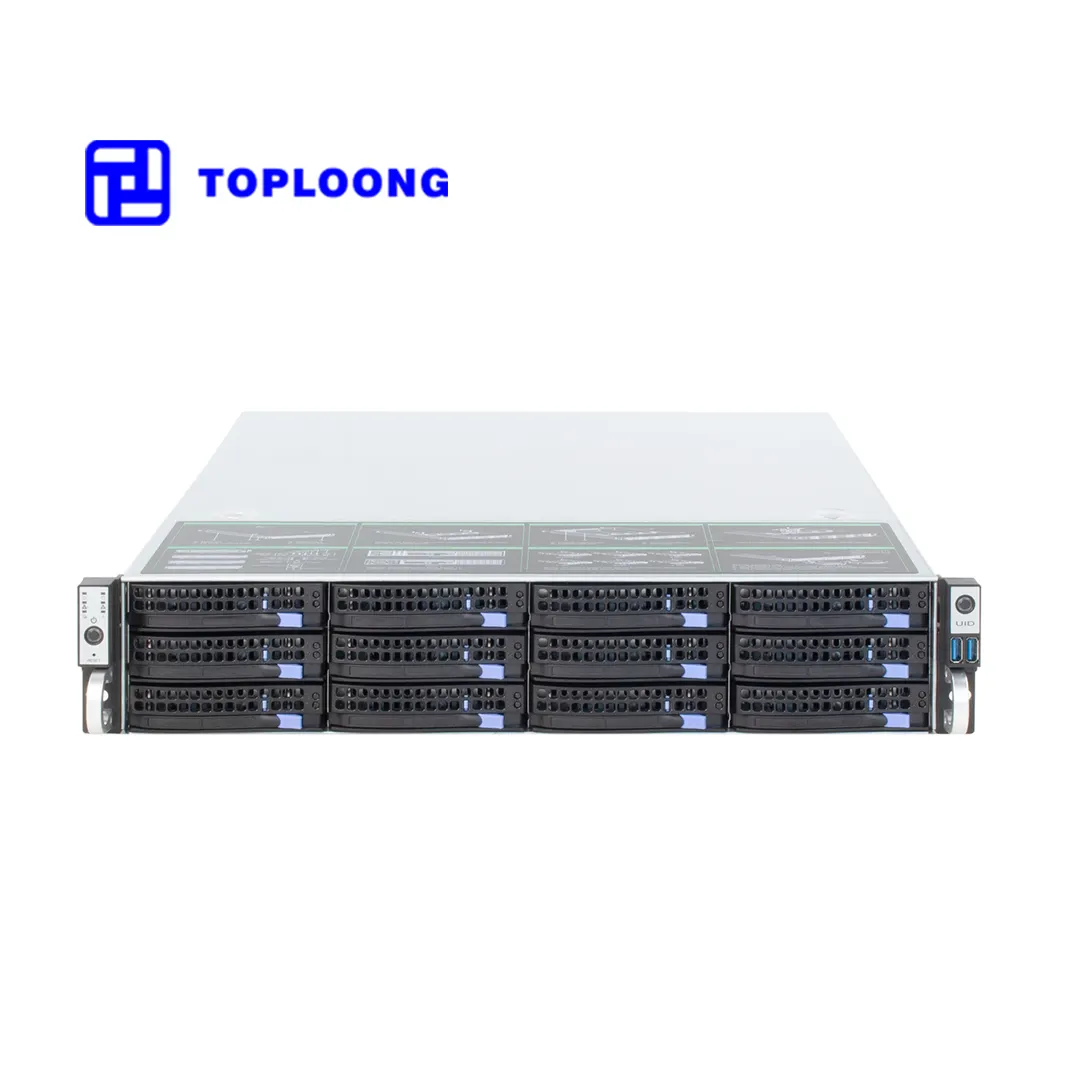 Toploong fabricant 2u 12 baies complet Nas serveur de stockage avec Super Micro X10srl-f carte mère 2u 600w simple Psu