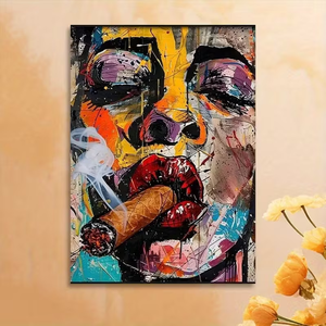 Peinture à l'huile abstraite de <span class=keywords><strong>visage</strong></span> de <span class=keywords><strong>femme</strong></span>, art pop, cubisme, portrait, impression sur toile, sans cadre, couleurs <span class=keywords><strong>noir</strong></span> <span class=keywords><strong>et</strong></span> <span class=keywords><strong>blanc</strong></span>, décoration murale pour chambre à coucher, salon - Product Image 2