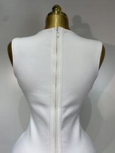 <span class=keywords><strong>Abito</strong></span> da donna a fascia, aderente, corto, scollo a V, con cut-out, bianco, con paillettes argentate, scintillante, per feste, club, matrimoni, compleanni, serate - Product Image 6