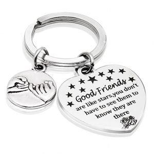 Porte-clés personnalisé avec inscription, porte-clés pour bon ami, porte-clés en acier inoxydable avec inscription 'Main dans la main', cœur - Product Image 6