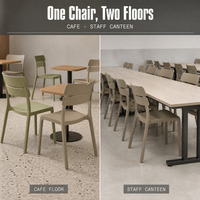 Chaise empilable commerciale en plastique PP, chaise de salle à manger à dossier à lattes pour café, restaurant, cantine