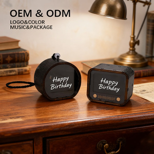 Boîte à musique personnalisée miniature ronde et carrée avec photo, son agréable, horloge à manivelle en bois pour anniversaire, personnalisable - Product Image 2