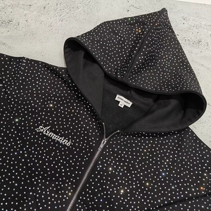 Felpa <span class=keywords><strong>con</strong></span> <span class=keywords><strong>Zip</strong></span> Personalizzata da <span class=keywords><strong>Uomo</strong></span> in Stile Streetwear, 100% Cotone French Terry, Design <span class=keywords><strong>con</strong></span> Logo del Marchio e Strass per Moda Urbana - Product Image 2