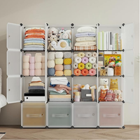 Étagère à livres en plastique personnalisable, organisateur de rangement à 9 cubes avec portes, bibliothèque, étagère de présentation