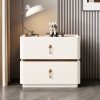 Table de chevet nordique en terre cuite à 2 tiroirs, meuble de nuit de luxe avec poignée en laiton, armoire d'appoint pour chambre moderne