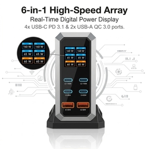 Station de charge de bureau GaN 240W en gros d'usine, <span class=keywords><strong>chargeur</strong></span> rapide PD 3.1 140W avec écran, ignifuge, expédition immédiate, <span class=keywords><strong>prix</strong></span> de gros - Product Image 2