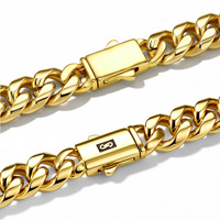 Colliers de mode LEPAI 6-14MM en acier inoxydable plaqué or 14K, chaîne cubaine hip-hop avec fermoir à ressort, accessoires hip-hop unisexes