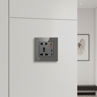 Enchufe de Pared con 2 Puertos USB Tipo-C de 18W 13A, Uso Industrial Universal, Material de Cobre, Toma de Corriente de 5 Pines