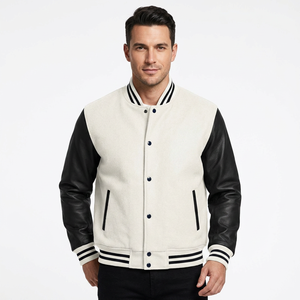 Get Your Own Custom Design <b>White</b> Leather Sleeves With Black Wool Baseball Letterman <b>Jackets</b> <b>Men</b> College Varsity <b>Jackets</b> - Product Image 1