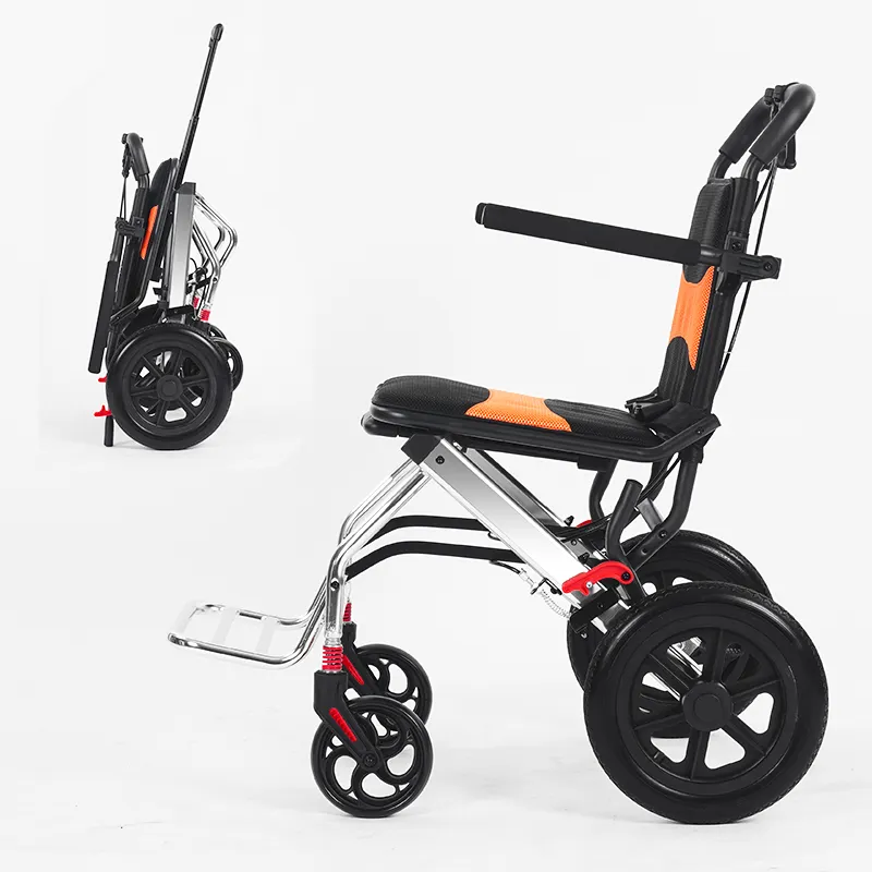 Sedia a rotelle in lega di alluminio sedia a rotelle pieghevole manuale accessibile alle malattie delle gambe disabili leggere degli aerei