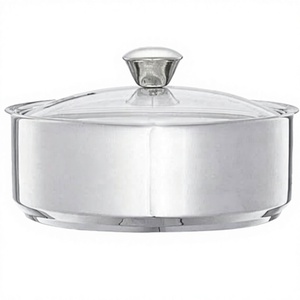 Casserole ronde en acier inoxydable avec couvercle en verre 24 cm, extérieur poli durable, lavage à la main uniquement - Product Image 2