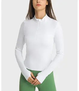 Mode Top Zip Kebugaran Berjalan Wanita Kemeja Activewear Mantel Wanita Gym Olahraga Yoga Jaket Lengan Panjang