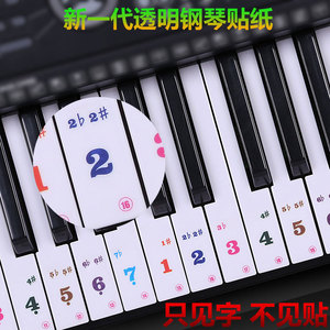 Piano Keyboard Sticker 61 <b>Keys</b> Transparent Note <b>Labels</b> With Simplified Notation For Electronic Piano And Roll-Up Piano - Product Image 3