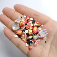 Mélange de confettis et de tranches pour slime DIY et loisirs créatifs, motifs Feu d'artifice, Pêche, Œuf, Résine, Cuillère, Fourchette, Breloques, Argile polymère