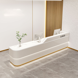 <b>Solid</b> Curve <b>Wooden</b> Art Reception <b>Desk</b> Custom for Training Center Clinic School Commercial Lobby Furniture - Product Image 6