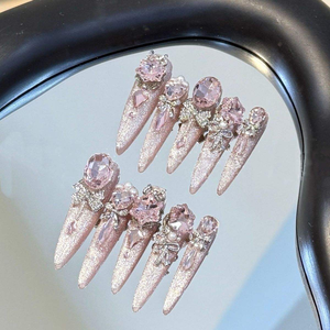 Marque privée de luxe personnalisé diamant amande français 10 pièces longue durée amovible presse Bling ongles acrylique <span class=keywords><strong>Gel</strong></span> porter des <span class=keywords><strong>faux</strong></span> ongles - Product Image 3