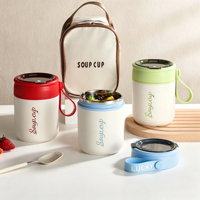 Taza Redonda Aislante para Desayuno, Recipiente para Almacenar Alimentos, Taza para Sopa con Tapa, Contenedor para Almacenar Alimentos