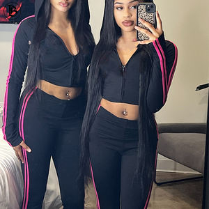 Set 2 Potong Pakaian Wanita Musim Dingin 2026, Ramah untuk Wanita Bertubuh Tinggi, Logo Berhias Berlian Imitasi, Hoodie dan Celana Berpinggang Renda - Product Image 1