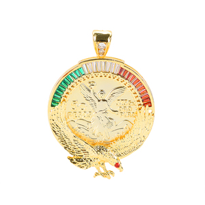 Tres tonos Hiphop colgante para hombre joyería chapado en <span class=keywords><strong>oro</strong></span> 24k águila grande Moneda <span class=keywords><strong>de</strong></span> <span class=keywords><strong>Oro</strong></span> centenarios colgante - Product Image 1