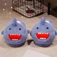 Nouvelles pantoufles en peluche amusantes et mignonnes pour femmes, pantoufles chaudes en forme d'animaux, hamster, requin, canard, lion, husky