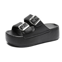 Sandales compensées montantes pour femme, en EVA, imperméables, amortissantes, antidérapantes, hauteur 7 cm, double semelle, pour automne, été, printemps