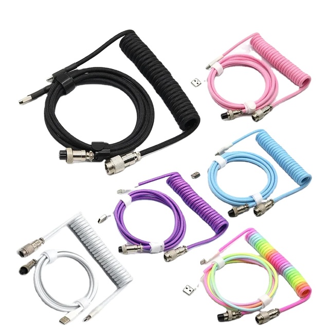 3M Custom Type C USB Detachable Gaming Machine Keyboard Spiral Coiling Cable Wire Aviator Desktop Computer Aviation Connector