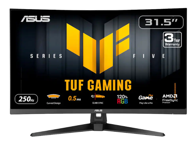 TUF GAMING VG32VQM5B Curved 1500R FHD 250Hz 0.5ms Response Time 109% SRGB Gaming Monitor with Built-in Speaker for Desktop