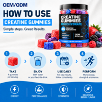 Gommes de créatine monohydrate pour adultes, fournissant de l'énergie, améliorant l'immunité, favorisant le développement, forme personnalisée, 120 unités, OEM HALAL